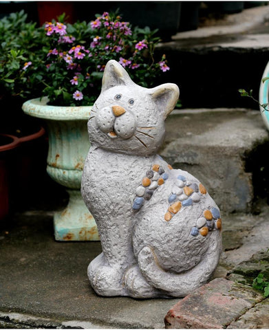 Large Lovely Cat Statue for Garden Courtyard Ornament, Animal Statue, Villa Outdoor Decor Gardening Ideas-Grace Painting Crafts