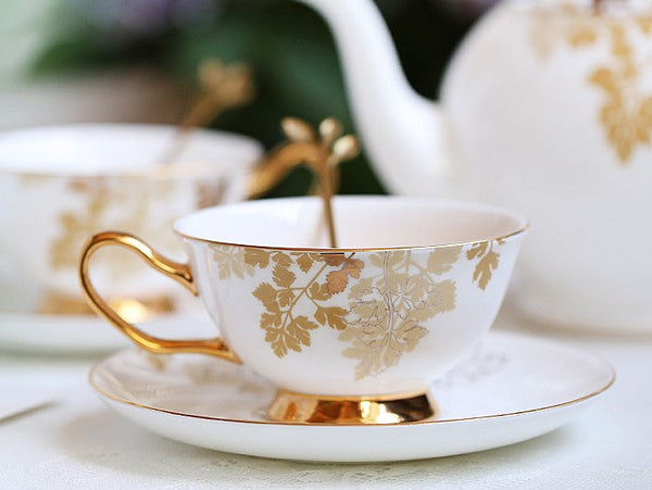 Beautiful British Tea Cups, Traditional English Tea Cups and Saucers, Bone China Porcelain Tea Cup Set, Elegant Ceramic Coffee Cups-Grace Painting Crafts