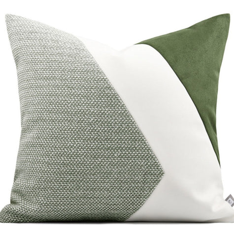 Green White Modern Pillows for Couch, Abstract Decorative Throw Pillows for Living Room, Large Modern Sofa Cushion, Decorative Pillow Covers-Grace Painting Crafts