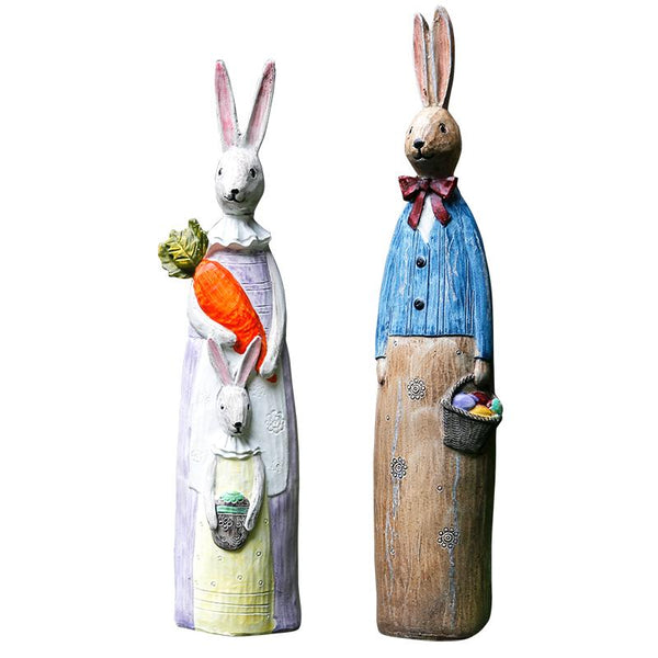 Rabbit Couple in the Garden, Rabbit Resin Statue for Garden Ornament, Lovely Rabbits Statues, Outdoor Decoration Ideas, Garden Ideas-Grace Painting Crafts