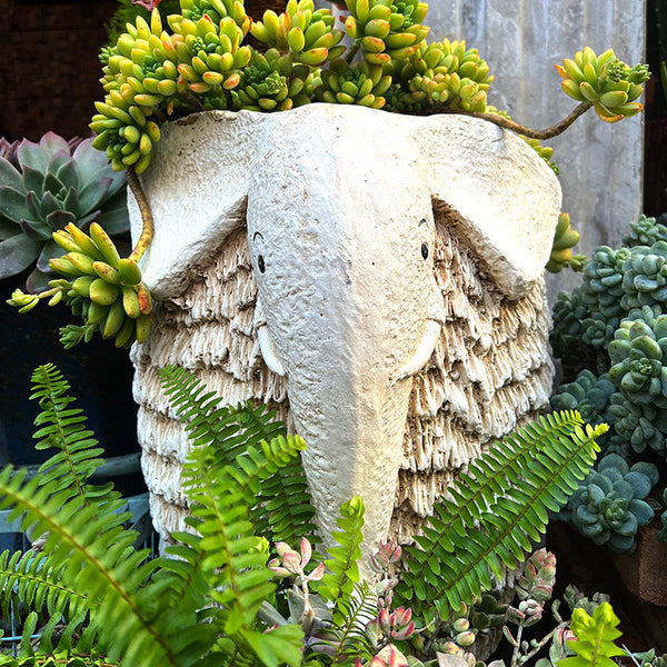 Large Elephant Flowerpot, Resin Statue for Garden, Modern Animal Statue for Garden Ornaments, Villa Outdoor Decor Gardening Ideas-Grace Painting Crafts