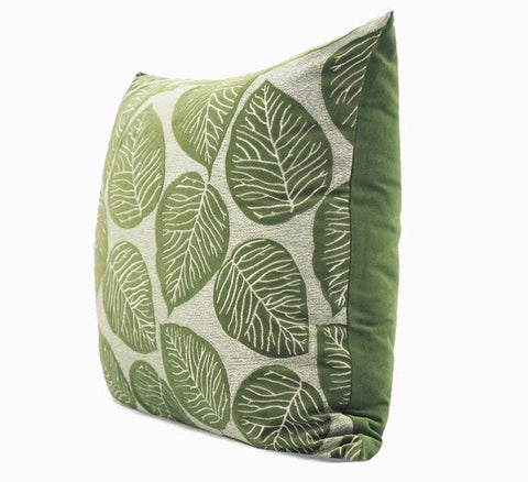 Contemporary Modern Sofa Pillows, Green Leaves Square Modern Throw Pillows for Couch, Simple Decorative Throw Pillows, Large Throw Pillow for Interior Design-Grace Painting Crafts