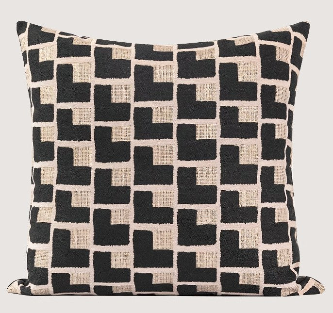 Black Chequer Modern Sofa Throw Pillows, Abstract Contemporary Throw Pillow for Living Room, Large Decorative Throw Pillows for Couch-Grace Painting Crafts
