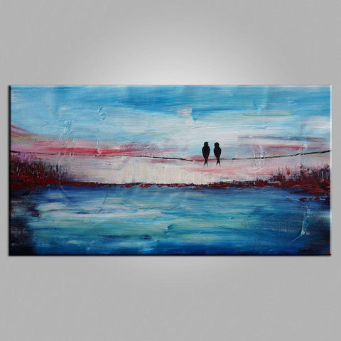 Abstract Art, Contemporary Wall Art, Buy Modern Art, Love Birds Painting, Art for Sale, Abstract Art Painting, Living Room Wall Art-Grace Painting Crafts