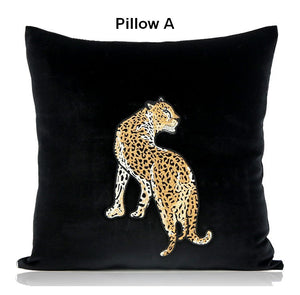 Contemporary Throw Pillows, Cheetah Decorative Throw Pillows, Modern Sofa Pillows, Black Decorative Pillows for Living Room-Grace Painting Crafts
