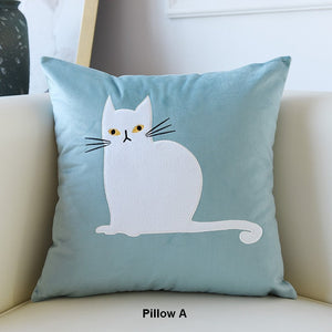Cat Decorative Throw Pillows for Couch, Modern Sofa Decorative Pillows, Lovely Cat Pillow Covers for Kid's Room, Modern Decorative Throw Pillows-Grace Painting Crafts