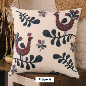 Farmhouse Embroider Cotton Pillow Covers, Love Birds Decorative Sofa Pillows, Cotton Decorative Pillows, Decorative Throw Pillows for Couch-Grace Painting Crafts