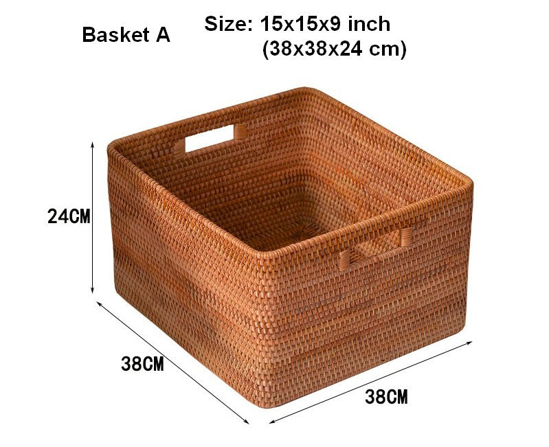 Oversized Rattan Storage Basket, Extra Large Rectangular Storage Basket for Clothes, Storage Baskets for Bathroom, Bedroom Storage Baskets-Grace Painting Crafts