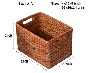 Storage Baskets for Kitchen, Woven Rattan Rectangular Storage Baskets, Wicker Storage Basket for Clothes, Storage Baskets for Bathroom, Storage Baskets for Toys-Grace Painting Crafts