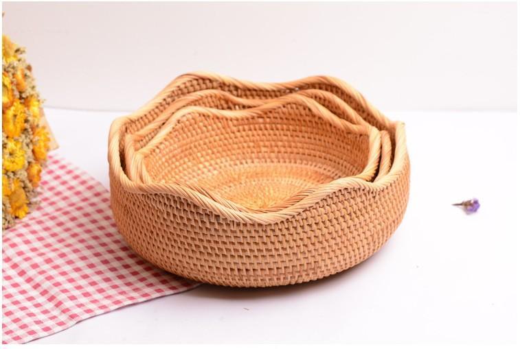 Small Rattan Baskets, Round Storage Basket, Woven Storage Baskets, Kitchen Storage Baskets, Storage Baskets for Shelves-Grace Painting Crafts