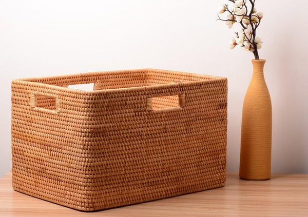Storage Baskets for Bedroom, Large Laundry Storage Basket for Clothes, Rectangular Storage Basket, Rattan Baskets, Storage Baskets for Shelves-Grace Painting Crafts