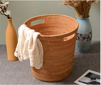 Storage Basket for Bathroom, Large Rattan Storage Basket, Laundry Round Storage Basket, Woven Storage Baskets-Grace Painting Crafts