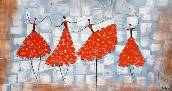 Contemporary Wall Art Ideas, Ballet Dancer Painting, Acrylic Canvas Painting, Buy Art Online, Abstract Painting for Dining Room-Grace Painting Crafts