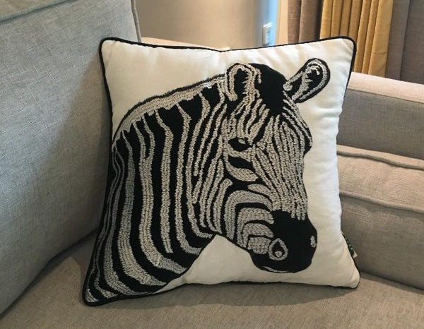 Chenille Zebra Pillow Cover, Decorative Throw Pillow, Modern Sofa Pillows, Decorative Pillows for Car-Grace Painting Crafts