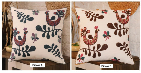 Farmhouse Embroider Cotton Pillow Covers, Love Birds Decorative Sofa Pillows, Cotton Decorative Pillows, Decorative Throw Pillows for Couch-Grace Painting Crafts