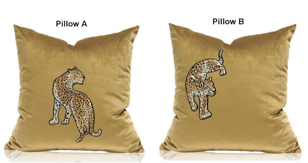 Contemporary Throw Pillows, Cheetah Decorative Cushion, Modern Sofa Pillows, Decorative Pillows for Living Room-Grace Painting Crafts
