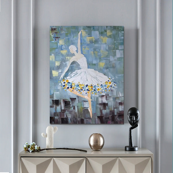 Ballet Dancer Painting, Large Painting for Bedroom, Modern Contemporary Artwork, Heavy Texture Acrylic Painting-Grace Painting Crafts