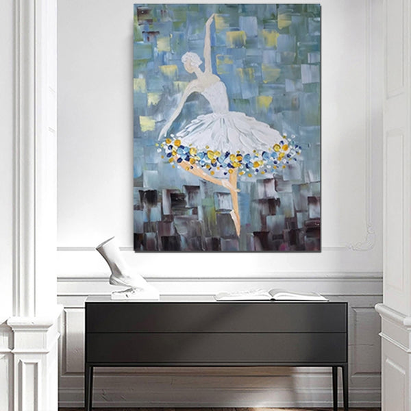 Ballet Dancer Painting, Large Painting for Bedroom, Modern Contemporary Artwork, Heavy Texture Acrylic Painting-Grace Painting Crafts