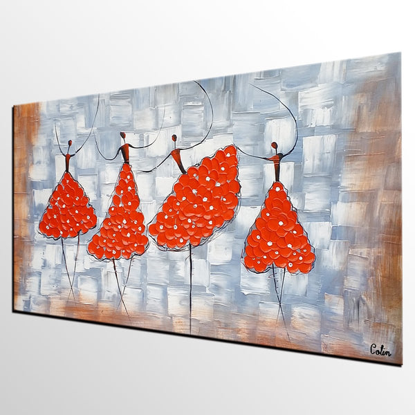 Contemporary Wall Art Ideas, Ballet Dancer Painting, Acrylic Canvas Painting, Buy Art Online, Abstract Painting for Dining Room-Grace Painting Crafts