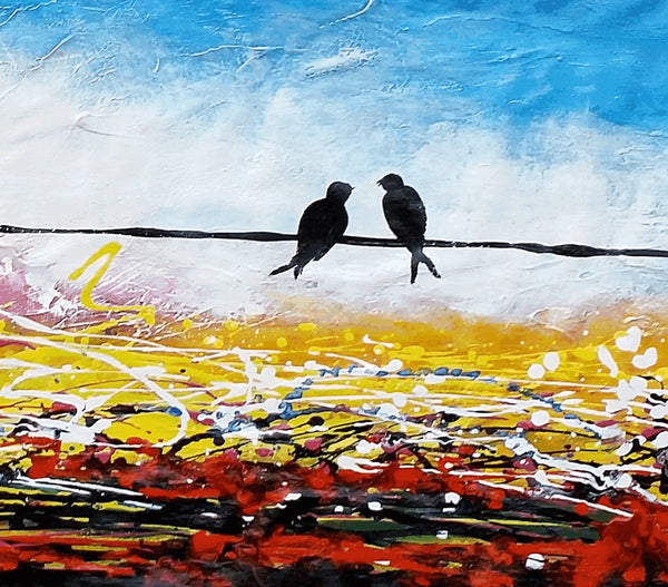 Love Birds Painting, Canvas Art, Abstract Art, Oil Painting, Wall Art, Abstract Painting, Large Art, Canvas Painting, Original Painting-Grace Painting Crafts