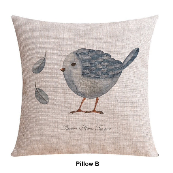 Love Birds Throw Pillows for Couch, Simple Decorative Pillow Covers, Decorative Sofa Pillows for Children's Room, Singing Birds Decorative Throw Pillows-Grace Painting Crafts