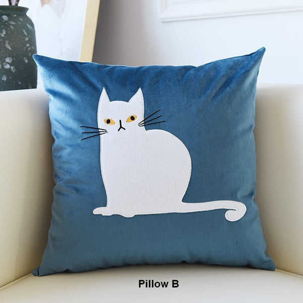 Decorative Throw Pillows, Lovely Cat Pillow Covers for Kid's Room, Modern Sofa Decorative Pillows, Cat Decorative Throw Pillows for Couch-Grace Painting Crafts