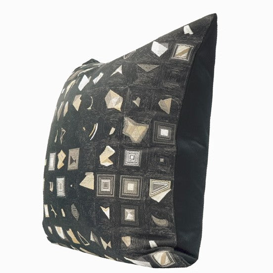 Abstract Black Decorative Throw Pillows, Geomeric Contemporary Square Modern Throw Pillows for Couch, Large Simple Throw Pillow for Interior Design-Grace Painting Crafts