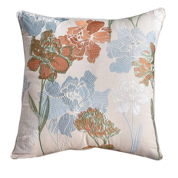 Decorative Sofa Pillows for Couch, Embroider Flower Cotton Pillow Covers, Cotton Flower Decorative Pillows, Farmhouse Decorative Pillows-Grace Painting Crafts