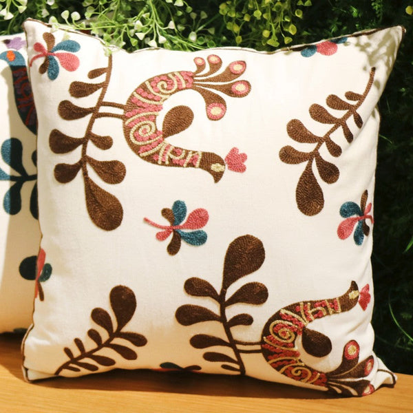 Love Birds Decorative Sofa Pillows, Cotton Decorative Pillows, Farmhouse Embroider Cotton Pillow Covers, Decorative Throw Pillows for Couch-Grace Painting Crafts