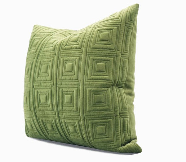 Large Square Modern Throw Pillows for Couch, Green Geometric Modern Sofa Pillows, Large Decorative Throw Pillows, Simple Throw Pillow for Interior Design-Grace Painting Crafts
