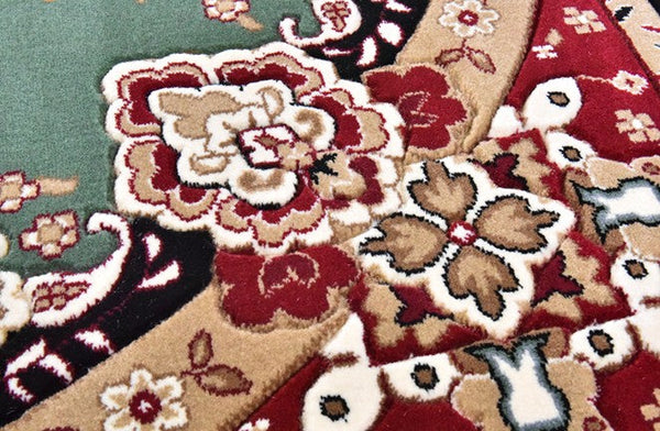 Large Flower Pattern Floor Rugs for Dining Room, Green Thick and Soft Green Rugs for Living Room, Oriental Floor Carpets under Dining Room Table-Grace Painting Crafts