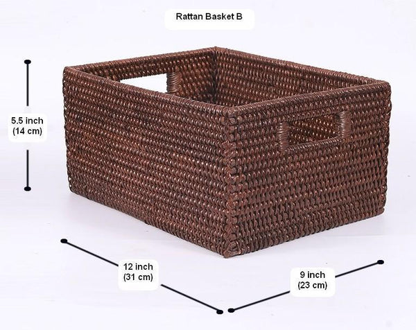 Rectangular Storage Baskets, Storage Baskets for Kitchen, Large Brown Woven Storage Baskets, Storage Baskets for Shelves-Grace Painting Crafts