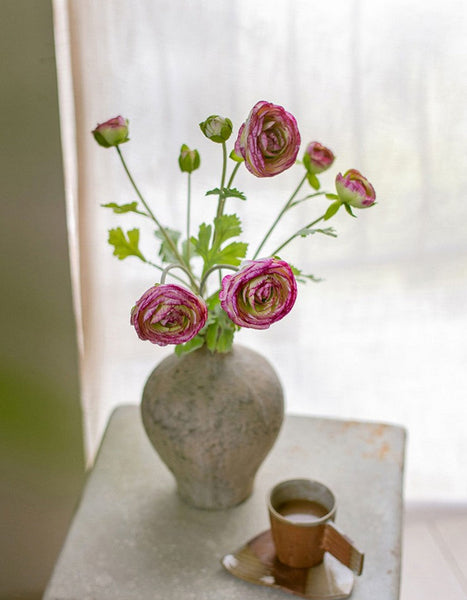 Flower Arrangement Ideas for Dining Room Table, Ranunculus Asiaticus Flowers, Simple Modern Floral Arrangement Ideas for Home Decoration, Spring Artificial Floral for Bedroom-Grace Painting Crafts