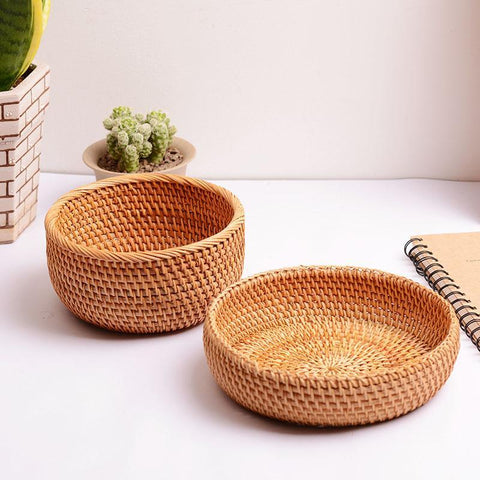Small Storage Basket, Round Storage Basket, Woven Storage Baskets for Kitchen, Storage Basket for Dining Room-Grace Painting Crafts