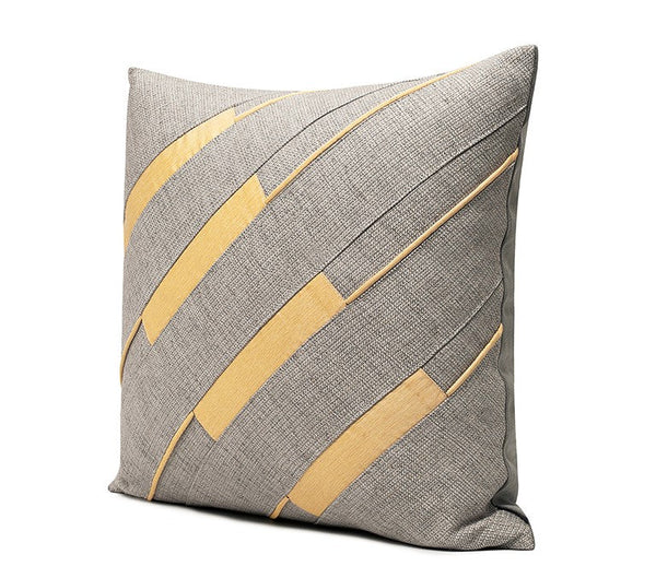 Grey Throw Pillow for Couch, Simple Modern Sofa Pillows, Grey Yellow Decorative Pillows, Modern Throw Pillows for Couch-Grace Painting Crafts