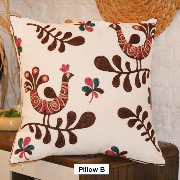 Love Birds Decorative Sofa Pillows, Cotton Decorative Pillows, Farmhouse Embroider Cotton Pillow Covers, Decorative Throw Pillows for Couch-Grace Painting Crafts