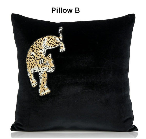 Contemporary Throw Pillows, Cheetah Decorative Throw Pillows, Modern Sofa Pillows, Black Decorative Pillows for Living Room-Grace Painting Crafts