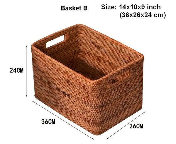 Rattan Storage Baskets, Storage Basket for Shelves, Rectangular Storage Basket for Toys, Storage Baskets for Kitchen, Storage Baskets for Bedroom-Grace Painting Crafts