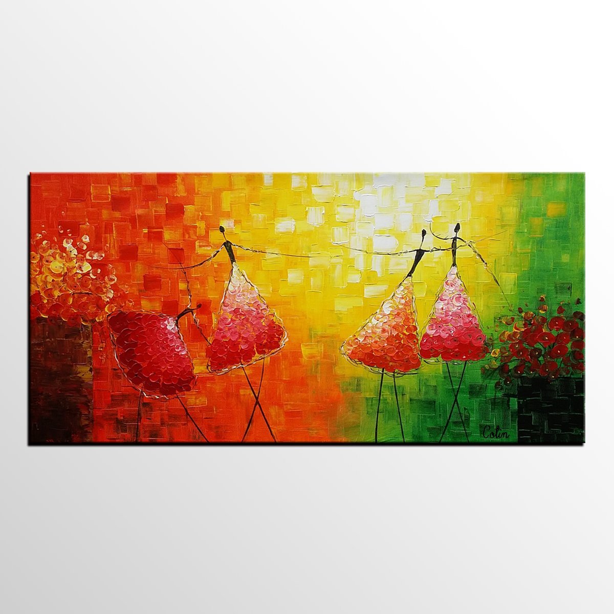 Simple Modern Painting, Paintings for Bedroom, Acrylic Art on Canvas, Abstract Ballet Dancer Painting, Original Wall Art, Acrylic Painting for Sale-Grace Painting Crafts