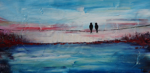 Love Birds Art, Acrylic Painting, Bedroom Decor, Original Painting, Painting Abstract, Large Wall Decor, Modern Painting, Canvas Painting-Grace Painting Crafts