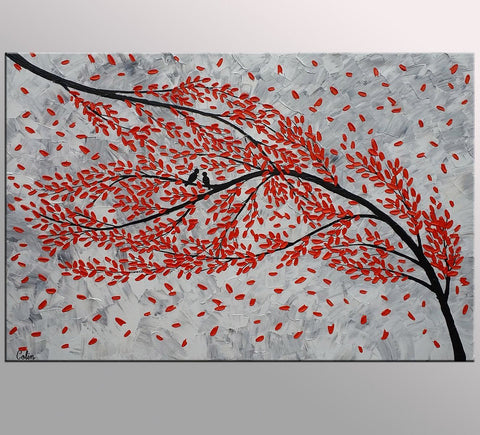 Large Canvas Paintings, Paintings for Living Room, Love Birds Painting, Original Wall Art Paintings, Abstract Acrylic Painting-Grace Painting Crafts