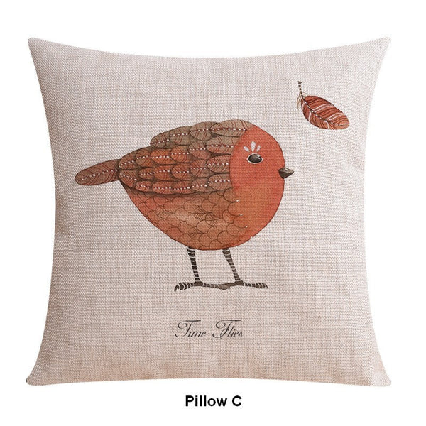 Love Birds Throw Pillows for Couch, Simple Decorative Pillow Covers, Decorative Sofa Pillows for Children's Room, Singing Birds Decorative Throw Pillows-Grace Painting Crafts