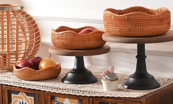 Woven Round Storage Baskets, Rattan Storage Baskets, Storage Baskets for Kitchen, Pantry Storage Baskets-Grace Painting Crafts