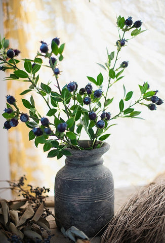 Flower Arrangement Ideas for Home Decoration, Simple Artificial Flowers for Living Room, Blueberry Fruit Branch, Spring Artificial Floral for Bedroom-Grace Painting Crafts