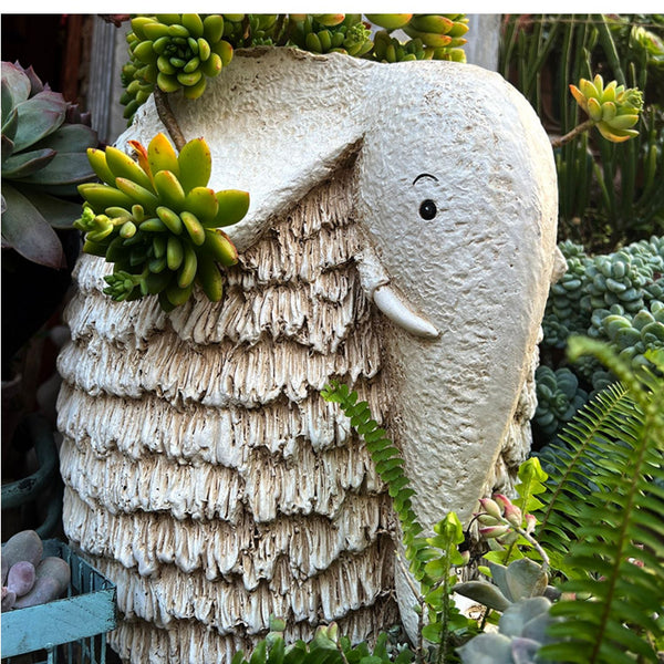 Large Elephant Flowerpot, Resin Statue for Garden, Modern Animal Statue for Garden Ornaments, Villa Outdoor Decor Gardening Ideas-Grace Painting Crafts
