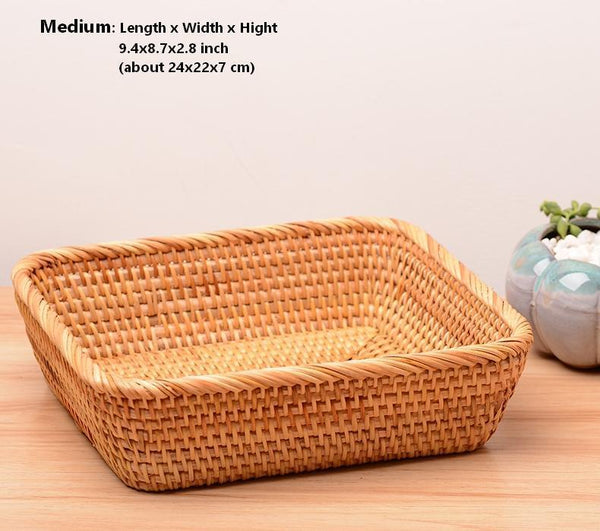 Rectangular Storage Baskets for Pantry, Small Rattan Kitchen Storage Basket, Storage Baskets for Shelves, Woven Storage Baksets-Grace Painting Crafts