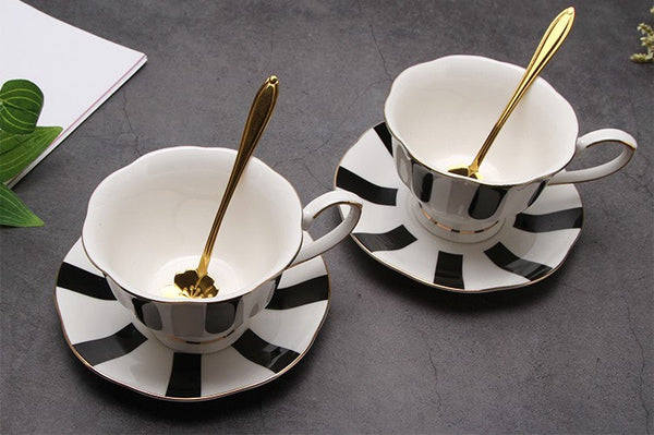 Unique Porcelain Cup and Saucer, Creative Ceramic Coffee Cups, Beautiful British Tea Cups, Creative Bone China Porcelain Tea Cup Set-Grace Painting Crafts