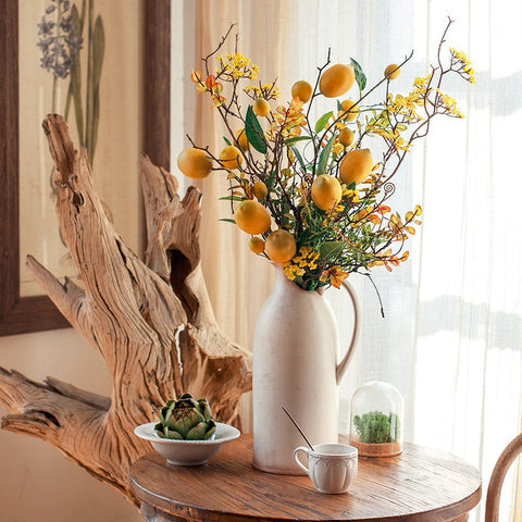 Lemon Branch, Fragrans stems, Fern leaf, Creative Flower Arrangement Ideas for Home Decoration, Unique Artificial Flowers, Simple Artificial Floral for Dining Room Table-Grace Painting Crafts