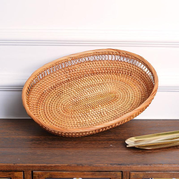 Rattan Storage Basket for Pantry, Round Storage Basket, Storage Baskets for Kitchen, Woven Storage Basket for Dining Room-Grace Painting Crafts