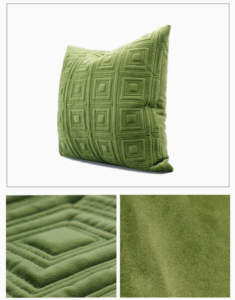 Large Square Modern Throw Pillows for Couch, Green Geometric Modern Sofa Pillows, Large Decorative Throw Pillows, Simple Throw Pillow for Interior Design-Grace Painting Crafts